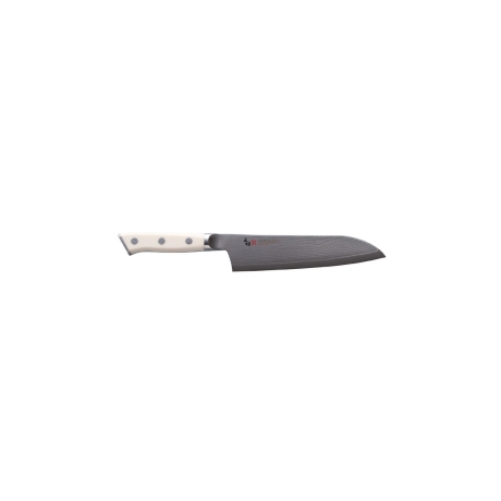 Mcusta Zanmai Classic Damascus White Corian santoku, 180 mm