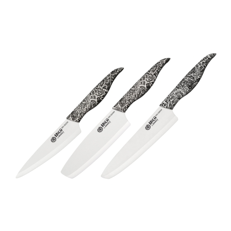 Комплект 3 керамических ножей Samura Inca, белый
