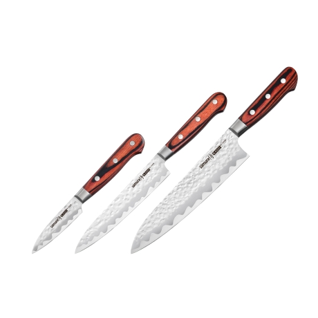 Комплект 3 ножей Samura Kaiju с металлической опорой, HRC 59
