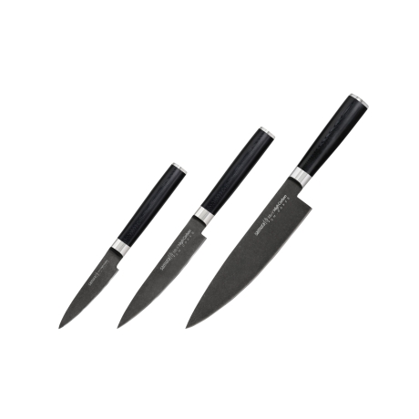 MO-V Stonewash kolme noa komplekt: koorimisnuga, universaalne nuga, koka nuga