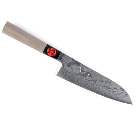 Shigeki Tanaka 17-kihiline damaskus santoku, 165 mm, VG-10, magnoolia-pühvlisarv