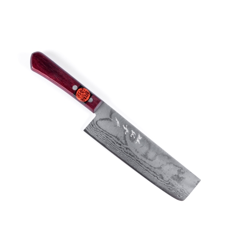 Shigeki Tanaka 17-kihiline damaskus nakiri, 165 mm, VG-10, punane pakka