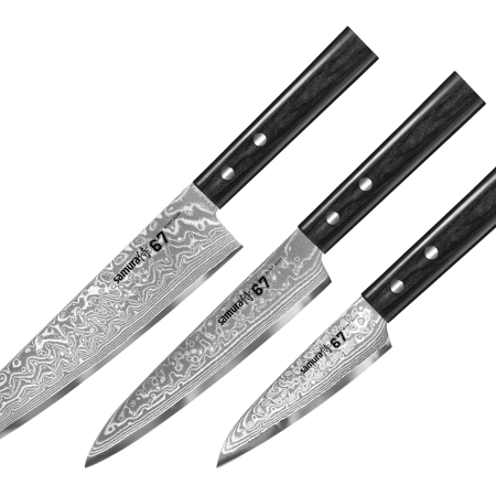 Комплект 3 ножей Samura DAMASCUS 67, 61 HRC
