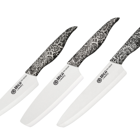 Комплект 3 керамических ножей Samura Inca, белый
